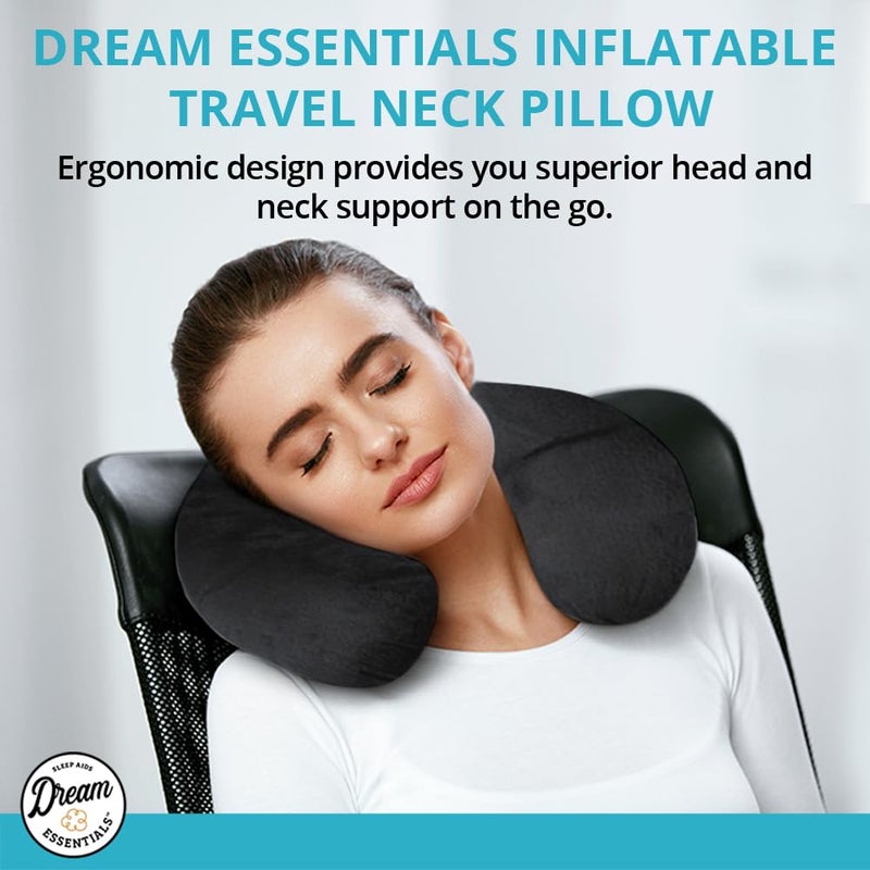 Dream Essentials Wild Essentials Inflatable Travel Neck Pillow, U-Shape with Washable Soft Cover (Purple) - Image 2